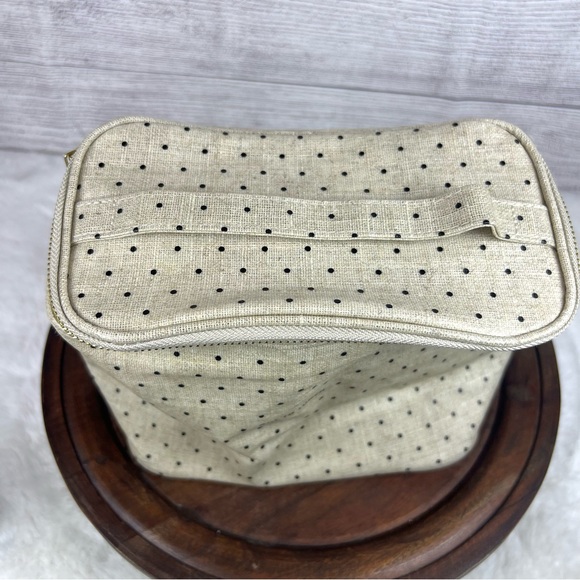 Kate Spade “Out to Lunch” Lunch Tote Beige Black Polka Dot Travel Work Insulated - Picture 8 of 13